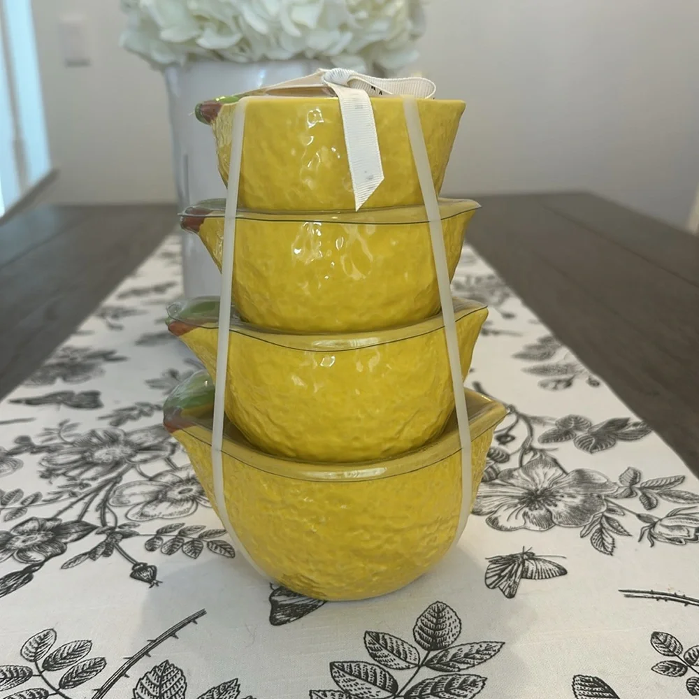 Rae Dunn By Magenta Yellow Lemon Stacking Measuring Cups